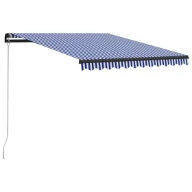 Blue and white retractable manual awning 300x250 cm by vidaXL, Awnings - Ref: Foro24-3055184, Price: 206,27 €, Discount: %