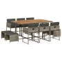 Set de comedor de jardín 11 pzas y cojines ratán sintético gris by , Garden sets - Ref: Foro24-3278101, Price: 661,31 €, Disc...