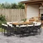 Set de comedor jardín 11 pzas con cojines ratán sintético negro by , Garden sets - Ref: Foro24-3278162, Price: 728,24 €, Disc...