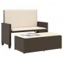 Banco de jardín con cojines y reposapiés ratán sintético marrón by , garden benches - Ref: Foro24-368408, Price: 258,30 €, Di...