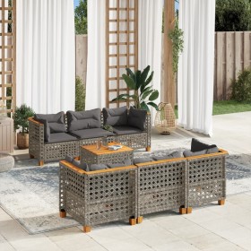 Set de sofás de jardín 7 pzas con cojines ratán sintético gris von , Gartensets - Ref: Foro24-3261741, Preis: 603,06 €, Rabat...