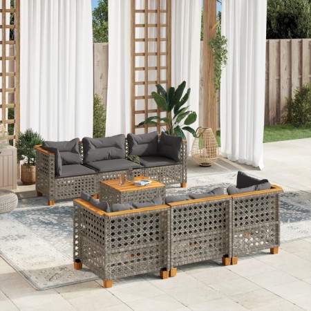 Set de sofás de jardín 7 pzas con cojines ratán sintético gris by , Garden sets - Ref: Foro24-3261741, Price: 603,06 €, Disco...