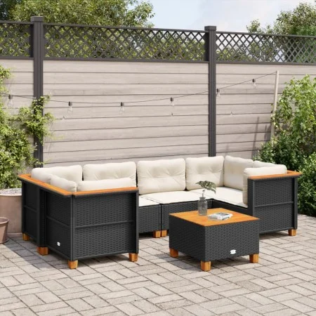 Set de sofás de jardín 7 pzas con cojines ratán sintético negro von , Gartensets - Ref: Foro24-3261743, Preis: 513,06 €, Raba...