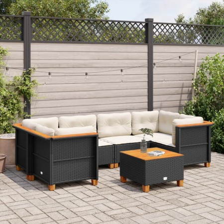 Set de sofás de jardín 7 pzas con cojines ratán sintético negro by , Garden sets - Ref: Foro24-3261743, Price: 489,20 €, Disc...