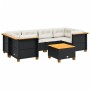Set de sofás de jardín 7 pzas con cojines ratán sintético negro de , Conjuntos de jardín - Ref: Foro24-3261743, Precio: 445,29 €