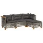 Set de sofás de jardín 4 pzas y cojines ratán sintético gris by , Garden sets - Ref: Foro24-3261783, Price: 331,30 €, Discoun...