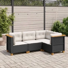 Juego de sofás jardín 4 pzas con cojines ratán sintético negro von , Gartensets - Ref: Foro24-3261797, Preis: 358,63 €, Rabat...