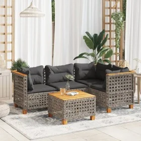 Juego de sofás jardín con cojines 5 pzas ratán sintético gris by , Garden sets - Ref: Foro24-3261807, Price: 437,78 €, Discou...
