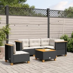 Set de sofás de jardín 6 piezas y cojines ratán sintético negro de , Conjuntos de jardín - Ref: Foro24-3261839, Precio: 465,8...