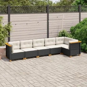 Set de sofás de jardín 6 piezas y cojines ratán sintético negro by , Garden sets - Ref: Foro24-3261845, Price: 487,50 €, Disc...