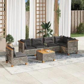 Set de sofás de jardín 7 pzas con cojines ratán sintético gris by , Garden sets - Ref: Foro24-3261879, Price: 577,74 €, Disco...