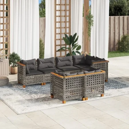 Set de sofás de jardín 7 pzas con cojines ratán sintético gris by , Garden sets - Ref: Foro24-3261885, Price: 641,48 €, Disco...