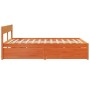 Bed frame with drawers made of brown waxed pine wood 140x200 cm by , Beds and slatted bases - Ref: Foro24-3282350, Price: 290...