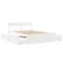 Bed frame with white pine wood drawers 120x200 cm by , Beds and slatted bases - Ref: Foro24-3282352, Price: 302,95 €, Discoun...