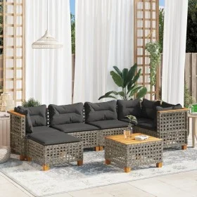 Gartensofagarnitur 7-teilig mit grauen Polstern aus synthetischem Rattan von , Gartensets - Ref: Foro24-3261921, Preis: 560,9...