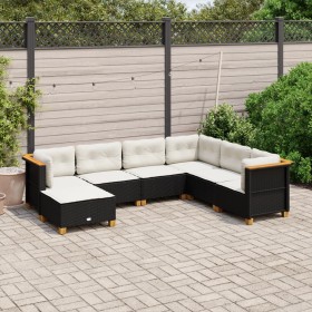 Set de sofás de jardín 7 pzas con cojines ratán sintético negro by , Garden sets - Ref: Foro24-3261935, Price: 473,50 €, Disc...