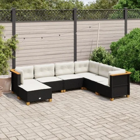 Set de sofás de jardín 7 pzas con cojines ratán sintético negro by , Garden sets - Ref: Foro24-3261935, Price: 544,37 €, Disc...