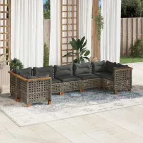 Set de sofás de jardín 7 pzas con cojines ratán sintético gris by , Garden sets - Ref: Foro24-3261975, Price: 629,51 €, Disco...