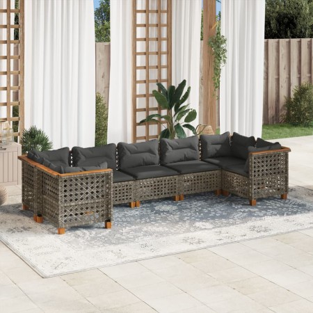 Gartensofagarnitur 7-teilig mit grauen Polstern aus synthetischem Rattan von , Gartensets - Ref: Foro24-3261975, Preis: 618,4...