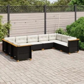 Set de sofás de jardín 8 piezas y cojines ratán sintético negro de , Conjuntos de jardín - Ref: Foro24-3261977, Precio: 724,1...
