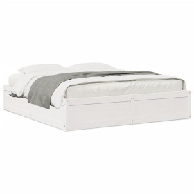 Solid white pine wood bed frame 180x200 cm by , Beds and slatted bases - Ref: Foro24-3282367, Price: 233,47 €, Discount: %