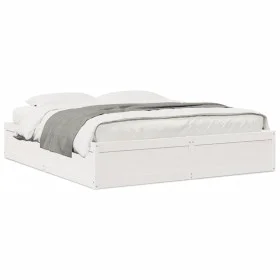 Solid white pine wood bed frame 180x200 cm by , Beds and slatted bases - Ref: Foro24-3282367, Price: 230,53 €, Discount: %