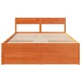 Estructura cama con cajones madera pino marrón cera 135x190 cm de , Camas y somieres - Ref: Foro24-3282359, Precio: 278,38 €,...