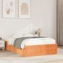 Solid pine wood bed frame in brown wax finish 135x190 cm by , Beds and slatted bases - Ref: Foro24-3282386, Price: 201,38 €, ...