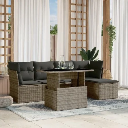 Gartenmöbel-Set, 6-teilig, mit grauen Polstern aus synthetischem Rattan. von , Gartensets - Ref: Foro24-3266550, Preis: 367,0...