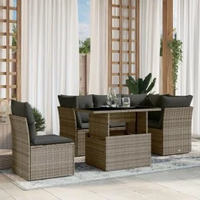 Set de muebles de jardín 6 pzas y cojines ratán sintético gris by , Garden sets - Ref: Foro24-3266590, Price: 396,37 €, Disco...