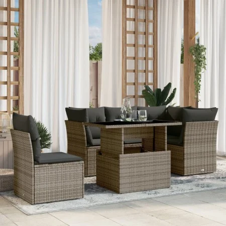 Set de muebles de jardín 6 pzas y cojines ratán sintético gris de , Conjuntos de jardín - Ref: Foro24-3266590, Precio: 396,37...