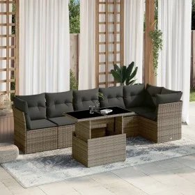 Set de sofás de jardín 7 pzas con cojines ratán sintético gris by , Garden sets - Ref: Foro24-3266600, Price: 451,98 €, Disco...