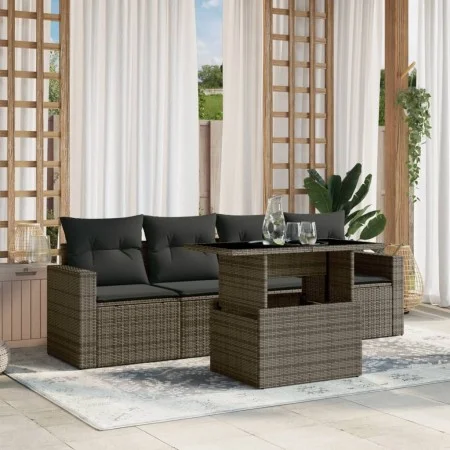 Juego de sofás jardín con cojines 5 pzas ratán sintético gris von , Gartensets - Ref: Foro24-3267100, Preis: 337,01 €, Rabatt: %
