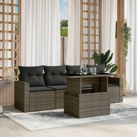 Juego de sofás jardín con cojines 5 pzas ratán sintético gris von , Gartensets - Ref: Foro24-3267100, Preis: 336,26 €, Rabatt: %