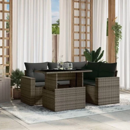 Juego de sofás jardín con cojines 5 pzas ratán sintético gris by , Garden sets - Ref: Foro24-3267250, Price: 358,04 €, Discou...