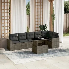 Set de sofás de jardín 7 pzas con cojines ratán sintético gris by , Garden sets - Ref: Foro24-3267290, Price: 457,88 €, Disco...