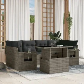 Set de sofás de jardín 7 pzas con cojines ratán sintético gris by , Garden sets - Ref: Foro24-3267760, Price: 478,95 €, Disco...
