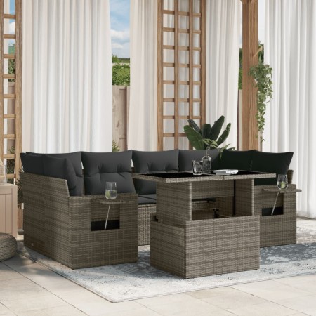 Set de sofás de jardín 7 pzas con cojines ratán sintético gris by , Garden sets - Ref: Foro24-3267760, Price: 479,40 €, Disco...