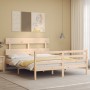 Double bed frame with solid wood headboard by vidaXL, Beds and slatted bases - Ref: Foro24-3195096, Price: 143,74 €, Discount: %