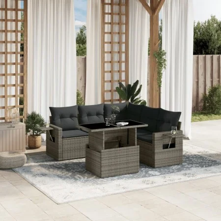 Gartenmöbel-Set, 6-teilig, mit grauen Polstern aus synthetischem Rattan. von , Gartensets - Ref: Foro24-3267900, Preis: 412,6...