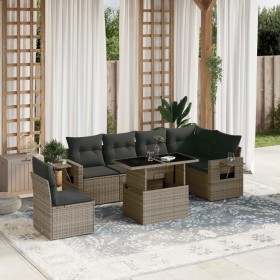 Gartensofagarnitur 7-teilig mit grauen Polstern aus synthetischem Rattan von , Gartensets - Ref: Foro24-3267940, Preis: 476,7...