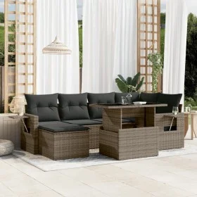Gartensofagarnitur 7-teilig mit grauen Polstern aus synthetischem Rattan von , Gartensets - Ref: Foro24-3268050, Preis: 453,1...