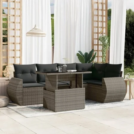 Gartenmöbel-Set, 6-teilig, mit grauen Polstern aus synthetischem Rattan. von , Gartensets - Ref: Foro24-3268520, Preis: 437,9...