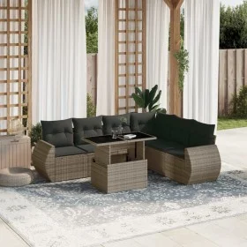 Set de sofás de jardín 7 pzas con cojines ratán sintético gris by , Garden sets - Ref: Foro24-3268560, Price: 489,82 €, Disco...