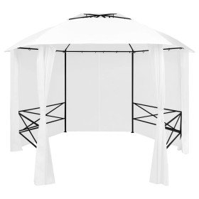 Marquesina de jardín con cortinas blanca 360x312x265cm 180 g/m²
