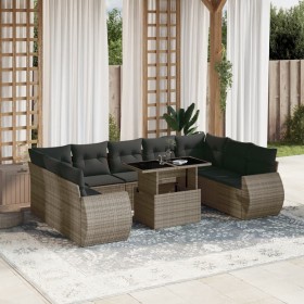 Gartensofa-Set, 10-teilig, mit grauen Polstern aus synthetischem Rattan von , Gartensets - Ref: Foro24-3268740, Preis: 708,66...