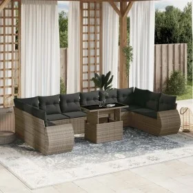 Gartensofagarnitur 11-teilig mit grauen Polstern aus synthetischem Rattan von , Gartensets - Ref: Foro24-3268780, Preis: 765,...
