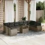 Gartensofagarnitur 11-teilig mit grauen Polstern aus synthetischem Rattan von , Gartensets - Ref: Foro24-3268780, Preis: 765,...