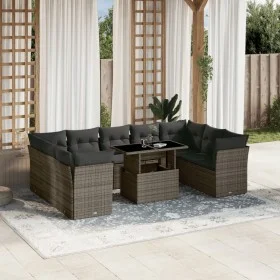 Gartensofa-Set, 10-teilig, mit grauen Polstern aus synthetischem Rattan von , Gartensets - Ref: Foro24-3266820, Preis: 619,00...