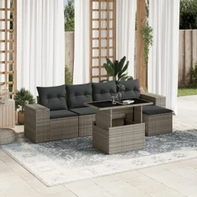 Set de muebles de jardín 6 pzas y cojines ratán sintético gris by , Garden sets - Ref: Foro24-3269130, Price: 403,34 €, Disco...